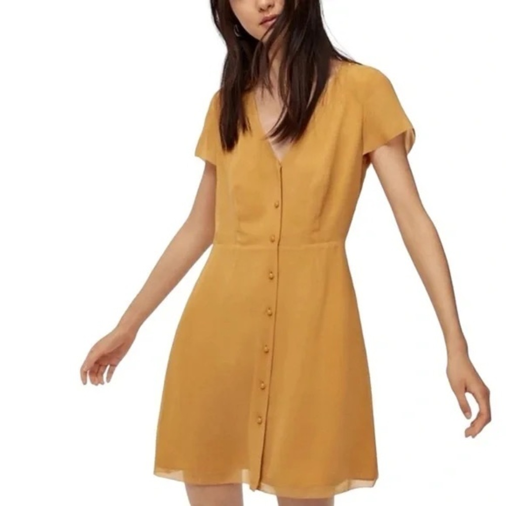 Aritzia Wilfred Zelie Cairo Mini Dress in Mustard Sz 4
